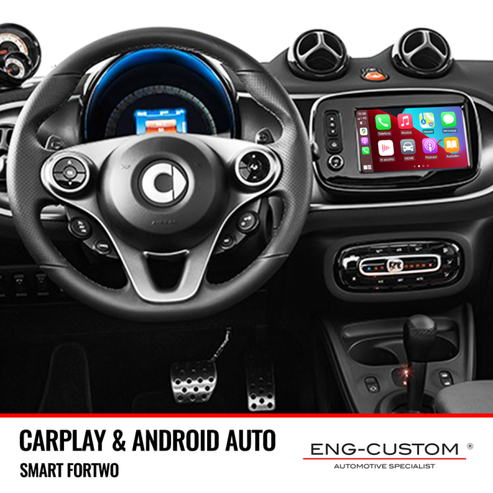 Prodotti e installazioni automotive ENG-Custom - Smart ForTwo Apple Carplay Android Auto Mirror Link